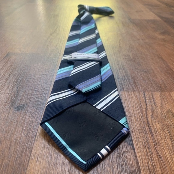 Giorgio Armani Recent Blue & Teal Striped Tie - Picture 8 of 8